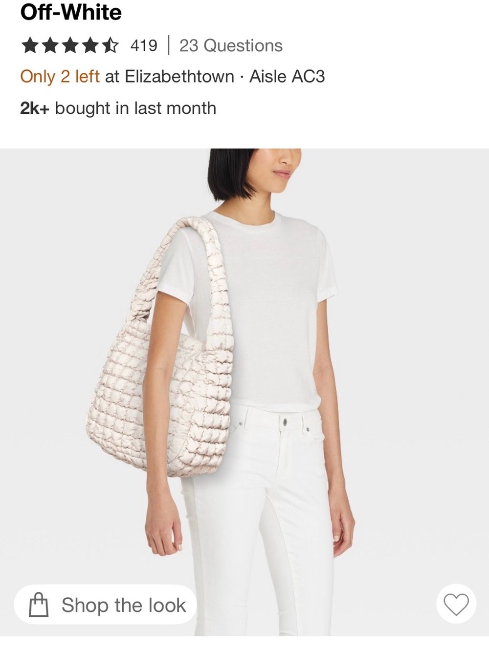 wild fable Quilted Padded Hobo Bag in GREEN sold out online